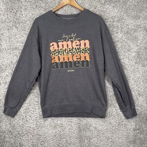 Kerusso Women’s Crewneck Sweatshirt Jesus Christian Medium Grey Pullover Casual